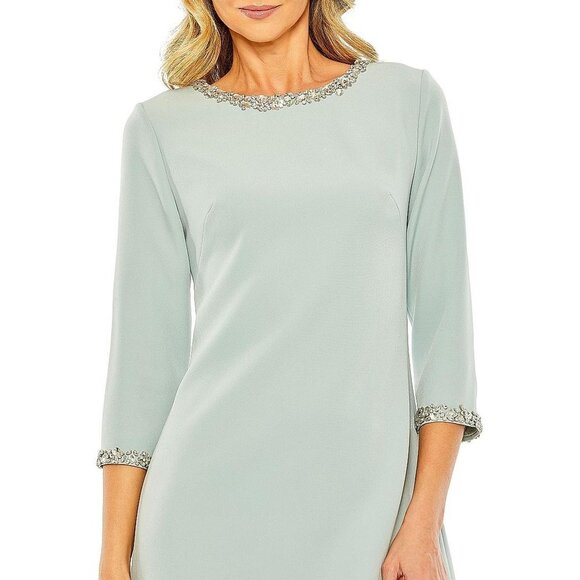 FLAW - NWT Mac Duggal Embellished A-Line Cocktail Dress Seafoam Medium #9867 - Picture 3 of 12
